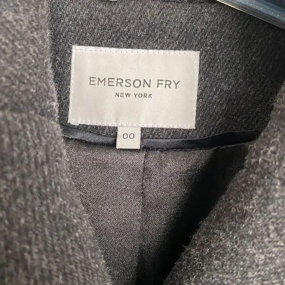 Emerson Fry Wool Blend Double Breasted Dark Gray Peacoat - Size 00 - Picture 3 of 5